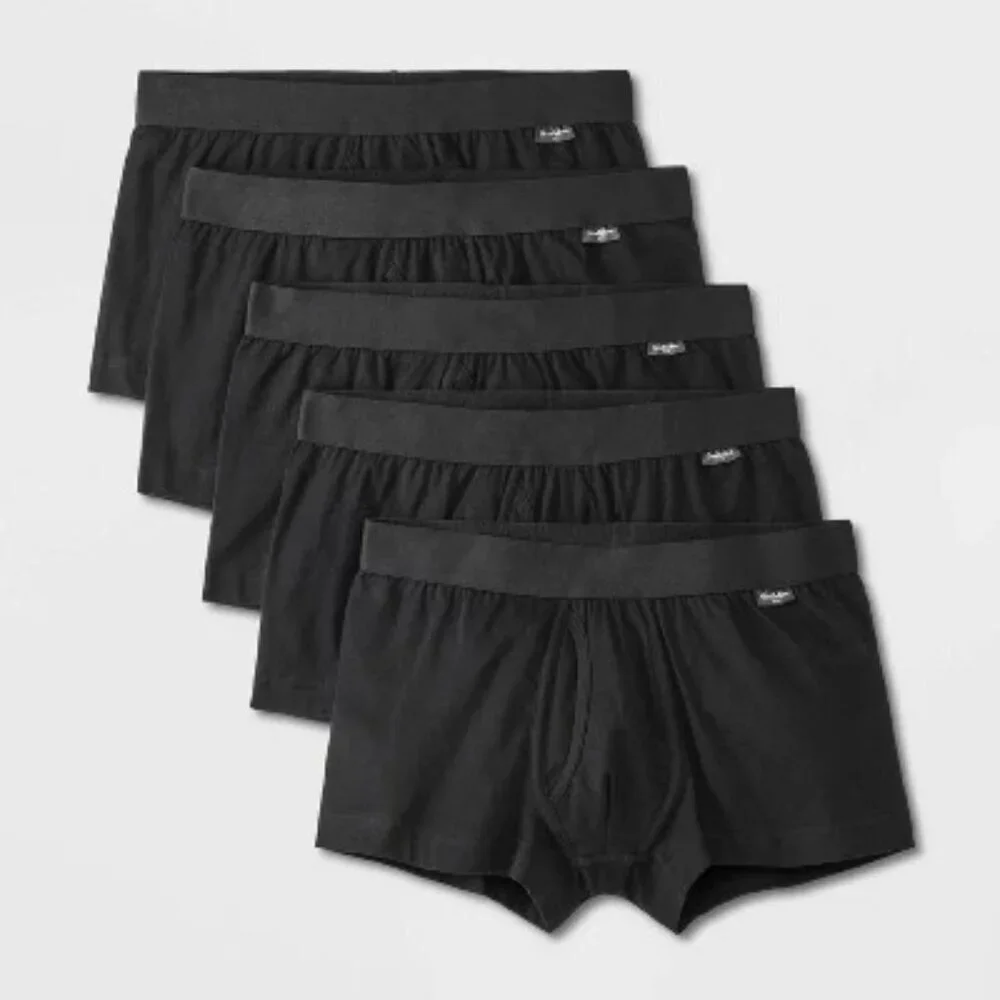 Goodfellow & Co Men's Classic Trunks 5pk All Black Size XL 40/42 Mid Rise Knit